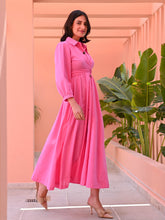 Bubblegum Pink Cotton Shirt Dress